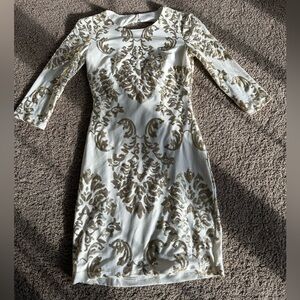 B Darlin White and Gold Long Sleeve Dress